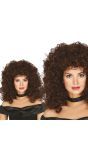 80's Pruik Bruin Krullen Disco