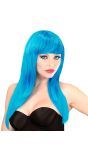 Azuurblauwe Pruik Lang Haar
