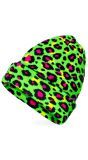 Beanie Carnaval Muts Neon Groen Luipaardprint Dames Heren