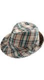 Beige Tartan Fedora