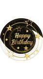 Black Gold Happy Birthday Wegwerp Bordjes