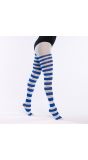 Blauw Wit Gestreepte Dames Panty Carnaval