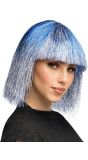 Blauw Zilveren Tinsel Pruik Dames