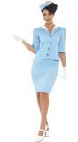 Blauwe Dames Stewardess Kostuum