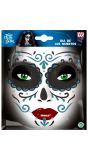 Blauwe Dia De Los Muertos Gezicht Glitters