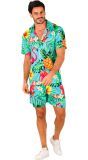 Blauwe Flamingo Hawaii Summer Suit Heren