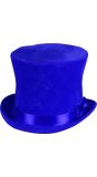Blauwe Fluwelen Hoge Hoed met Band