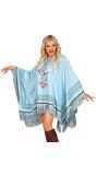 Blauwe Hippie Suede Poncho