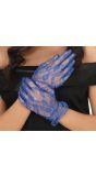 Blauwe Kanten Handschoenen Elegant 20's Vrouw