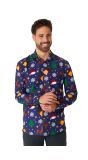 Blauwe Kerstmis Blouse Heren