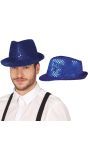 Blauwe Pailletten Feesthoed