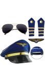 Blauwe Piloot Accessoire Setje