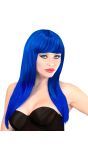 Blauwe Pruik Lang Haar