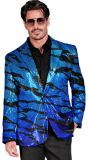 Blauwe Tijgerprint Pailletten Colbert Heren