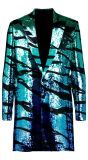 Blauwe Tijgerprint Pailletten Jas Heren