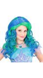 Blauwe Zeemeermin Pruik Kind