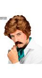 Blonde 80's Playboy Pruik met Snor
