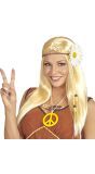 Blonde Hippie Pruik met Madelief Hoofdband