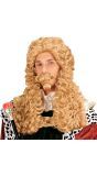 Blonde Koning Pruik met Snor en Sik