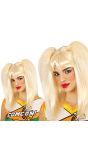 Blonde New Kids Pruik met Staartjes Dames