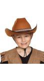 Bruine Cowboy Junior Hoed Kind
