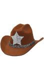 Bruine Cowboy Minihoedje met Sheriff Ster