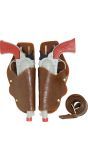 Bruine Dubbele Cowboy Holsters met Pistool