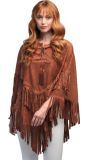 Bruine Hippie Poncho met Franjes