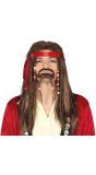 Bruine Jack Sparrow Pruik met Kralen