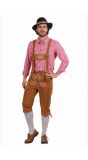 Bruine Leren Oktoberfest Lederhose met Bretels voor Heren
