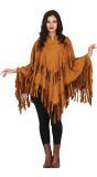 Bruine Sliertjes Poncho Indiaan Unisex