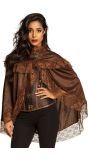 Bruine Steampunk Cape met Kant