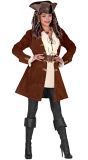Bruine Suede Piraten Jas Luxe Dames