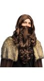 Bruine Viking Pruik met Baard Heren