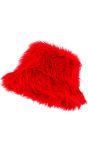 Bucket Hat Pluche Rood Dames Heren