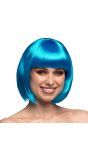 Cabaret Boblijn Pruik Neon Blauw