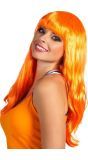 Chique Lange Oranje Pruik Stijl