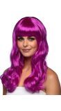 Chique Lange Pruik Paars