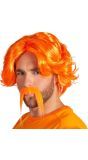Chuck Oranje Pruik met Puntsnor