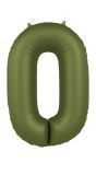 Cijfer 0 Folieballon Olijfgroen 86 cm
