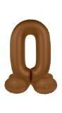 Cijfer 0 Folieballon Staand Bruin 72 cm