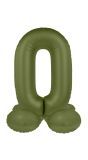 Cijfer 0 Folieballon Staand Olijfgroen 41 cm