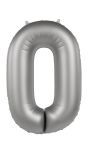 Cijfer 0 Folieballon Zilver 86 cm