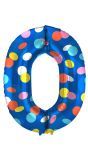 Cijfer 0 Gekleurde Stip Folieballon