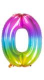Cijfer 0 Metallic Regenboog 81cm
