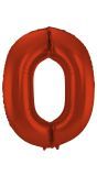 Cijfer 0 Metallic Rood Folieballon 86cm