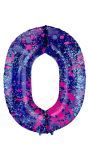 Cijfer 0 Paarse Paint Splash Folieballon