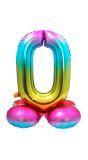 Cijfer 0 Regenboog met Standaard 72cm