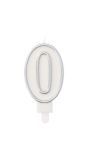 Cijfer 0 Taartkaars Chic Zilver 9 cm