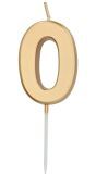 Cijfer 0 Taartkaars Goudkleurig 5 cm